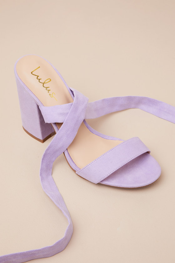 Lulus Alta Lilac Suede Lace-up Heels