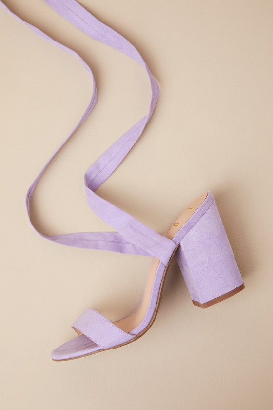 Lulus Alta Lilac Suede Lace-up Heels