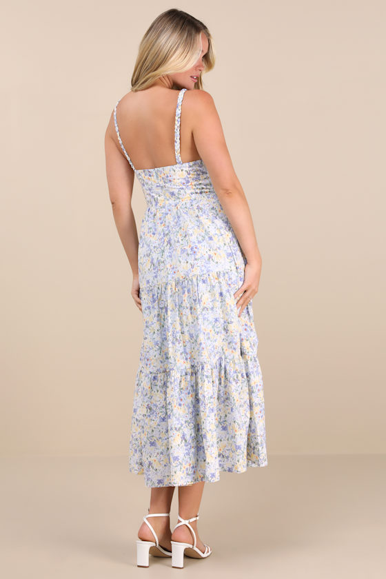 Light Blue Midi Dress - Cute Tiered Dress - Floral Midi Dress - Image 5