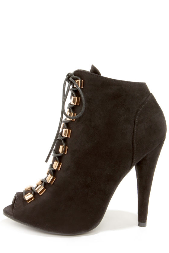 Cute Black Shoes - High Heel Booties - Peep Toe Booties - Black Boots - $49.00 - Lulus