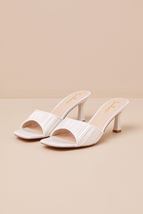 Lulus Rheta White Satin High Heel Slide Sandals