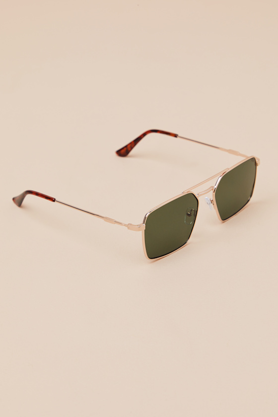 Lulus Zailey Gold Aviator Sunglasses
