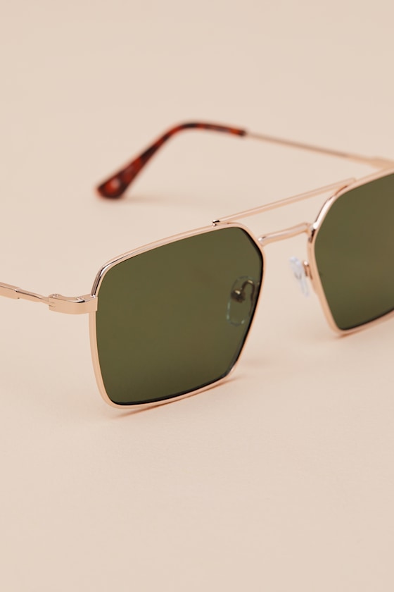 Lulus Zailey Gold Aviator Sunglasses