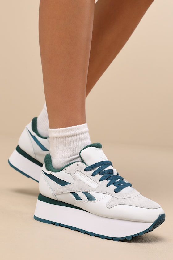 Classic Leather Triple Lift Moon and Green Platform Sneakers 1