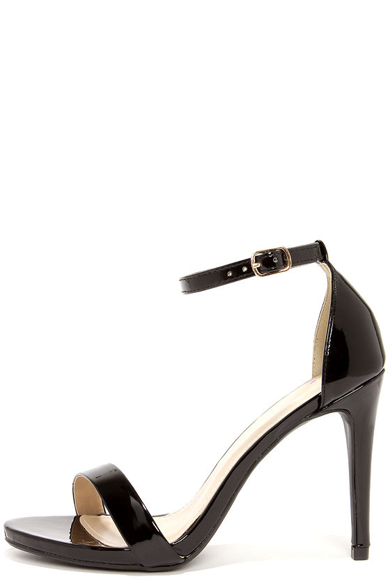 black short heels with ankle strap