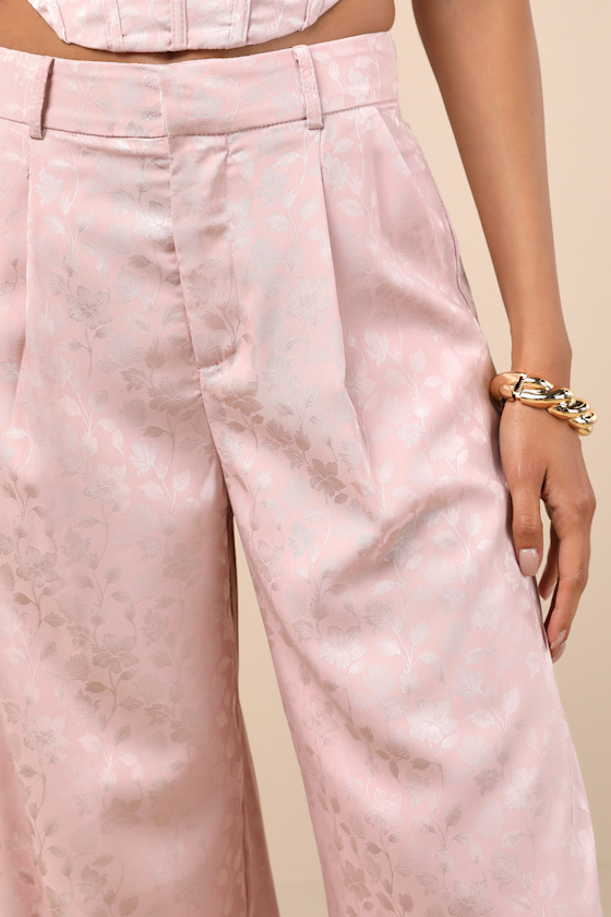 Lulus Karee Blush Pink Satin High-rise Trousers