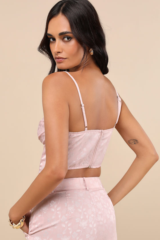 Lulus Karee Blush Pink Satin Asymmetrical Bustier Top