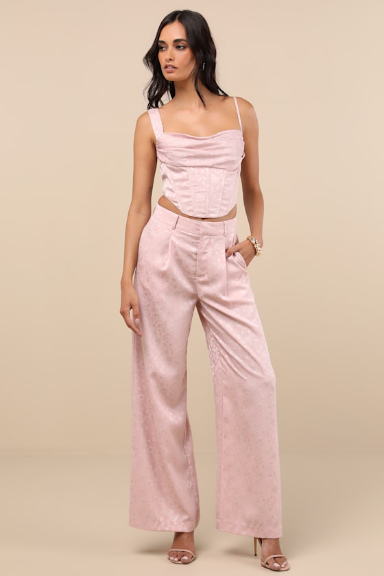 Lulus Karee Blush Pink Satin Asymmetrical Bustier Top