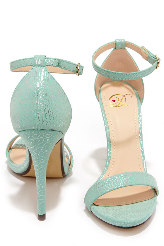 Cute Aqua Heels Ankle Strap Heels Single Strap Heels 24.00
