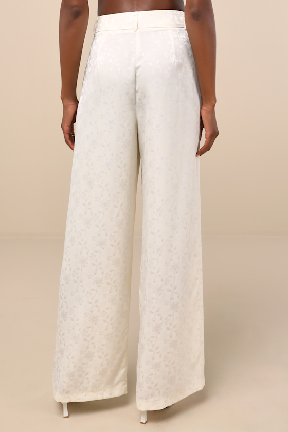 Lulus Karee Ivory Satin High-rise Trousers