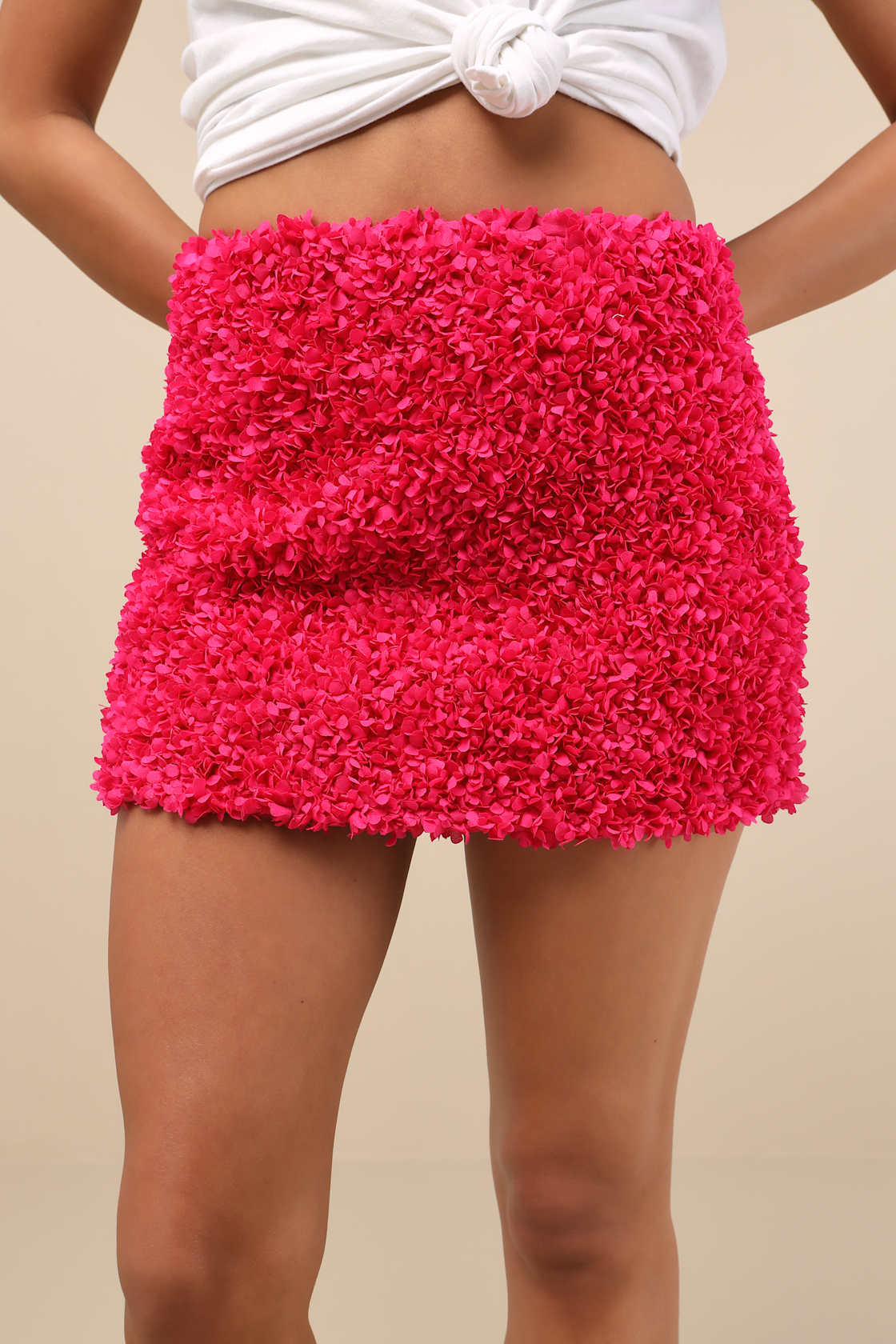 Calantha Magenta 3D Floral Micro Mini Skirt