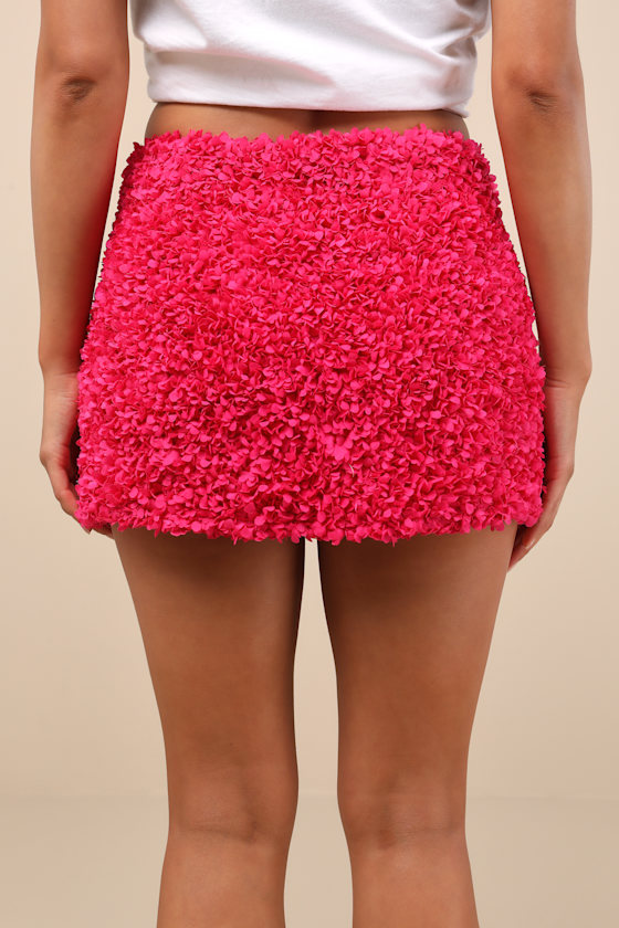 Lulus Calantha Magenta 3d Floral Micro Mini Skirt