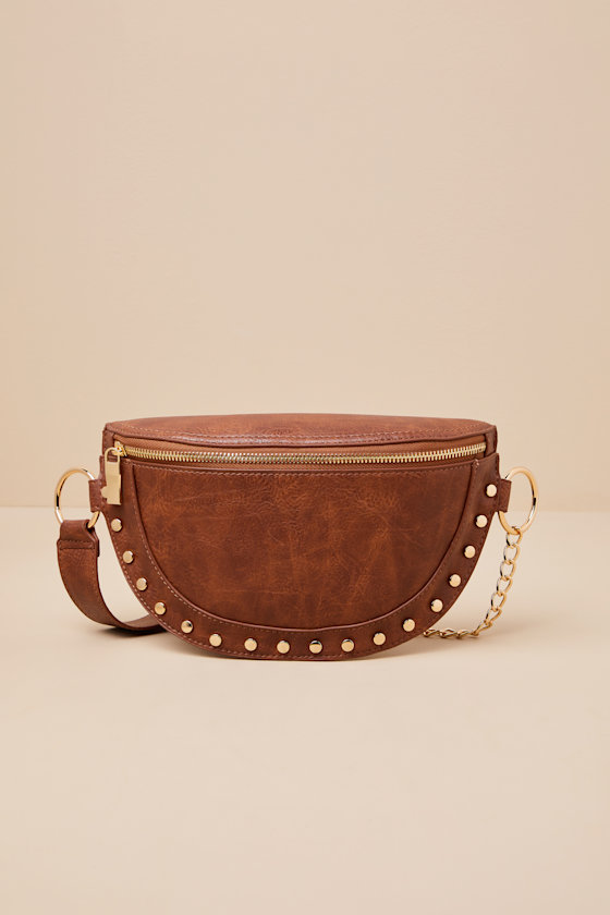 Jeanni Brown Studded Crossbody Bag 1