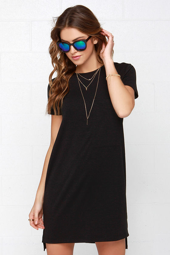 Cute Black Dress - Shirt Dress - Tee Dress - $52.00 - Lulus
