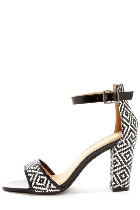 black and white heels with ankle strap