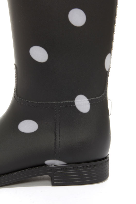 black and white polka dot rain boots