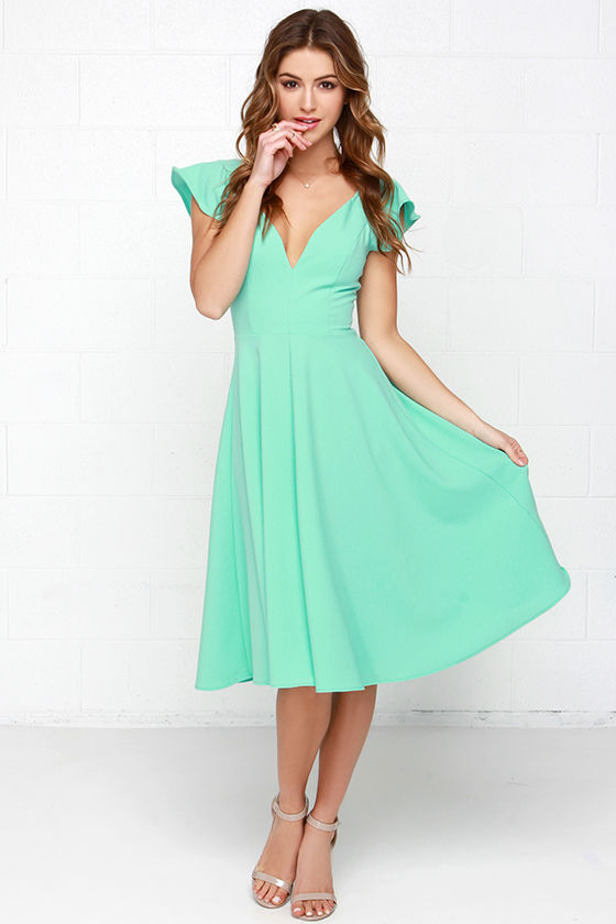 Cute Mint Green Dress Midi Dress Modest Dress 45.00 Lulus