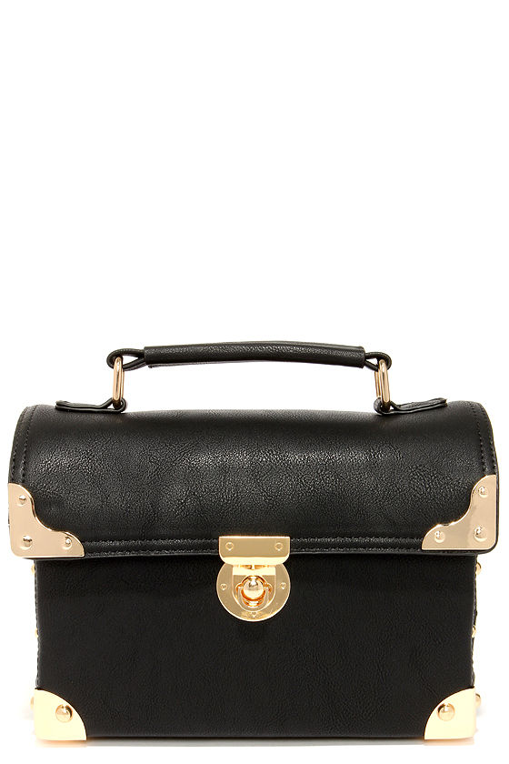 Lovely Black Handbag Black Purse Gold and Black Purse 45.00 Lulus