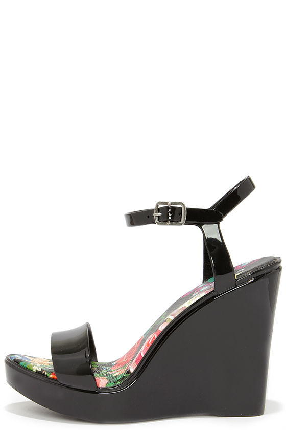Cute Black Wedges Jelly Sandals Wedge Sandals 28.00 Lulus