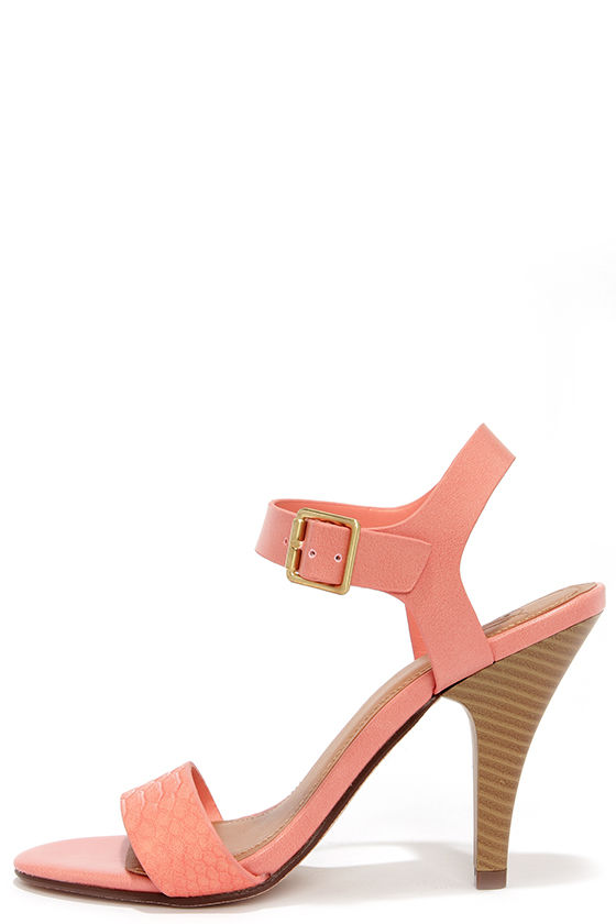 Sam Edelman Womens Yelena Sandals Coral Ankle Strap Leather Block Heels 8.5  M | eBay