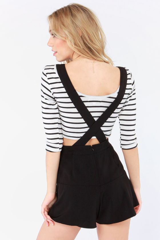 Cute Black Shorts - Suspender Shorts - High-Waisted Shorts
