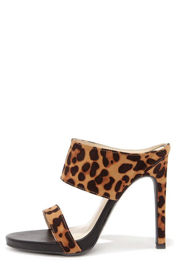 leopard open toe mules
