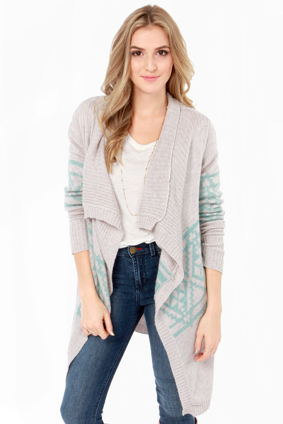 Cute Print Cardigan - Grey Cardigan - Wrap Sweater - $84.00 - Lulus