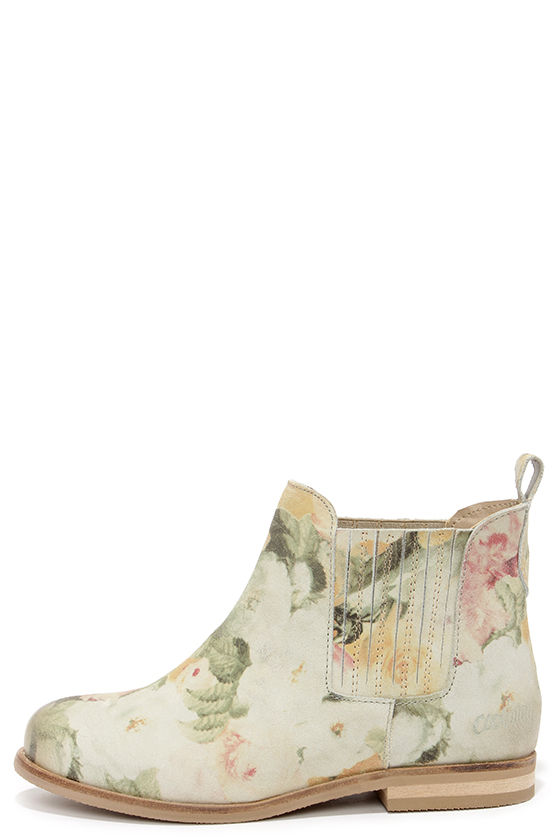 flowery ankle boots