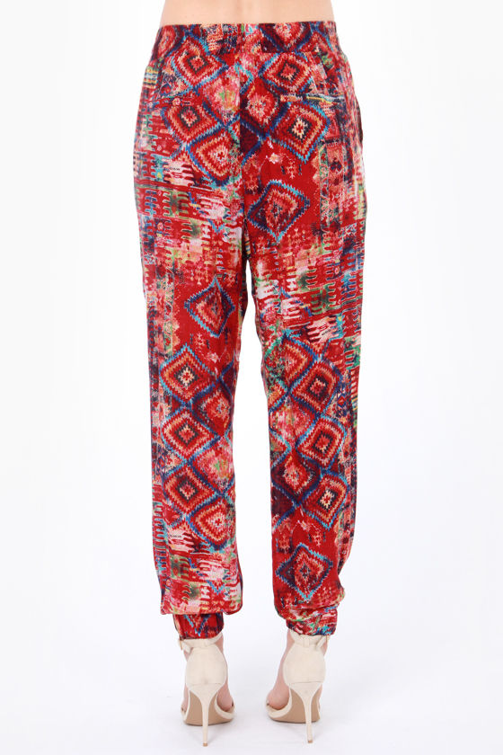 Tribal Print Pants - Slouch Pants - Harem Pants - $47.00