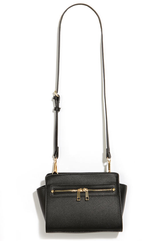 black purse with long strap