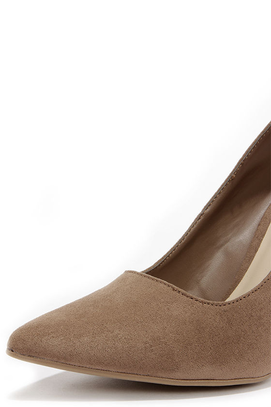 taupe pumps suede
