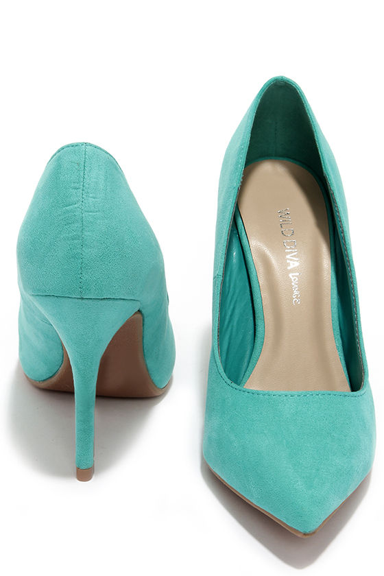 turquoise suede heels