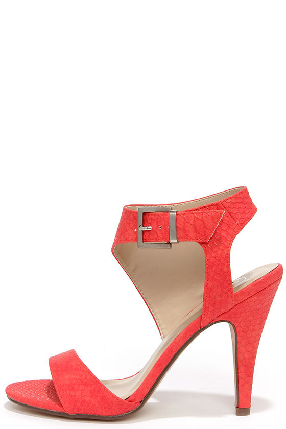 coral red heels