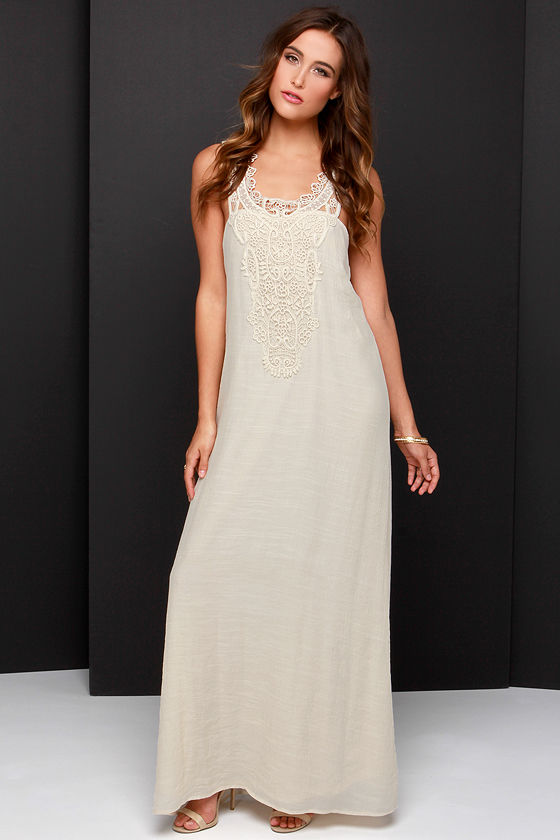 Lovely Cream Dress - Maxi Dress - Lace Dress - $47.00 - Lulus