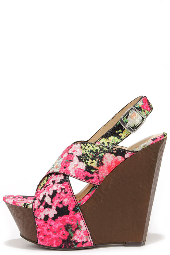 floral wedge shoes