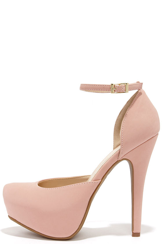 Sweetness and Light Rose Pink Nubuck Platform Heels