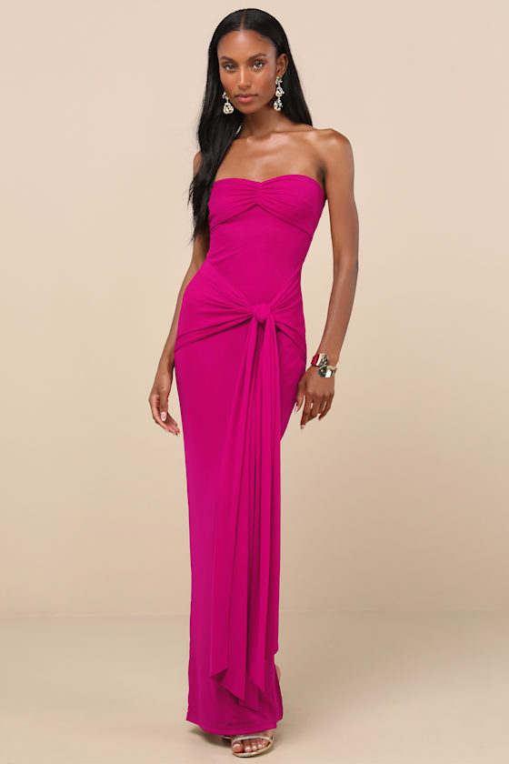 Kaisla Red Knotted Strapless Mermaid Maxi Dress 4