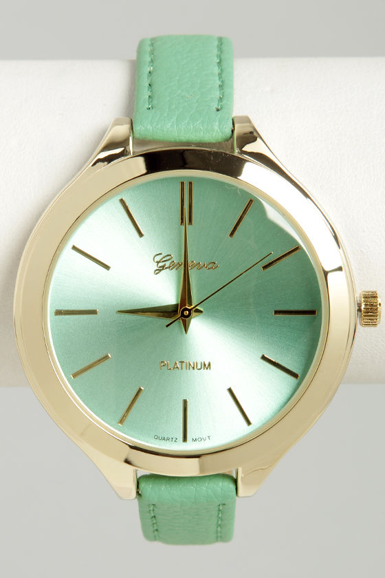 Pretty Mint Green Watch Gold Watch 20.00 Lulus
