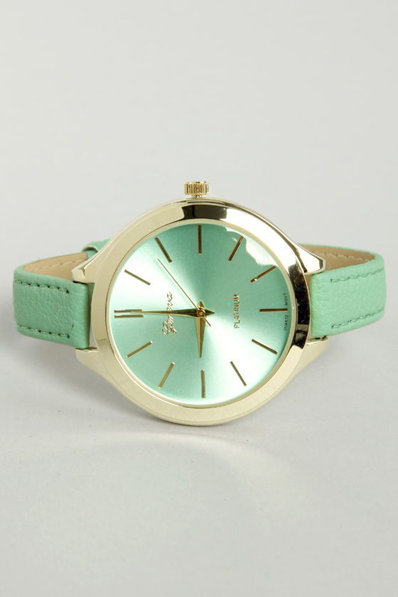 Pretty Mint Green Watch Gold Watch 20.00 Lulus