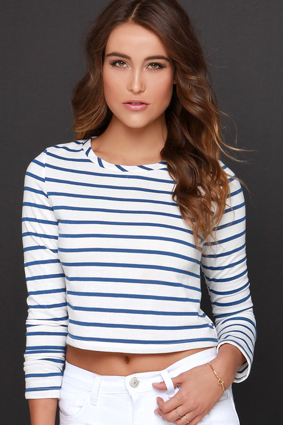 Cute Crop Top - Striped Top - Long Sleeve Top - $38.00 - Lulus