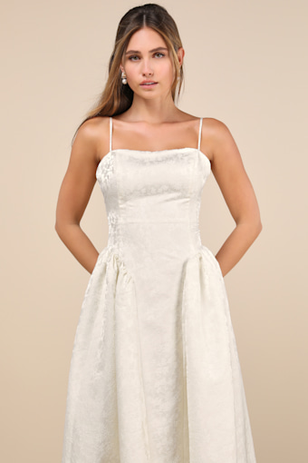 Gorgeous Extravagance Ivory Floral Jacquard Maxi Dress 1