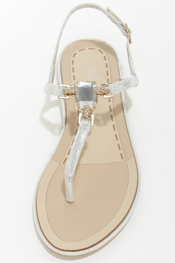 silver thong heeled sandals