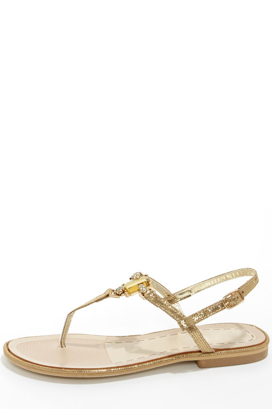 gold thong shoes