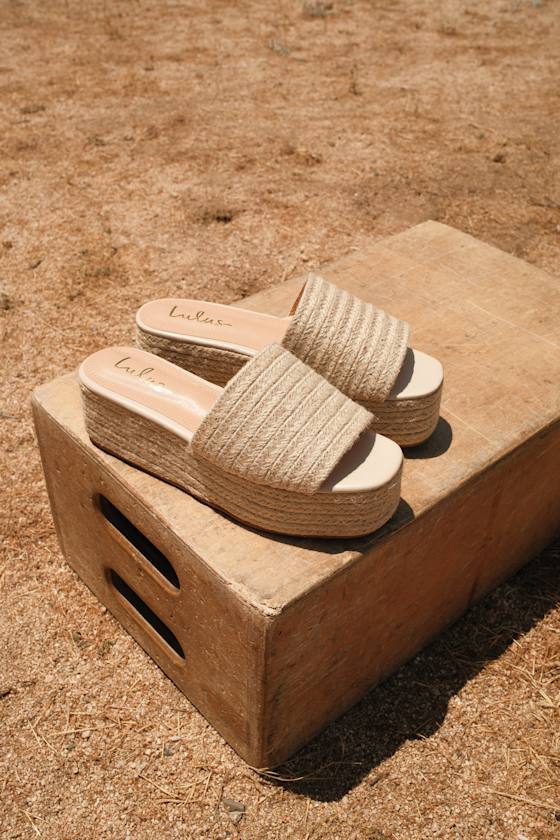EMBELLISHED ESPADRILLE SLIDE NATURAL