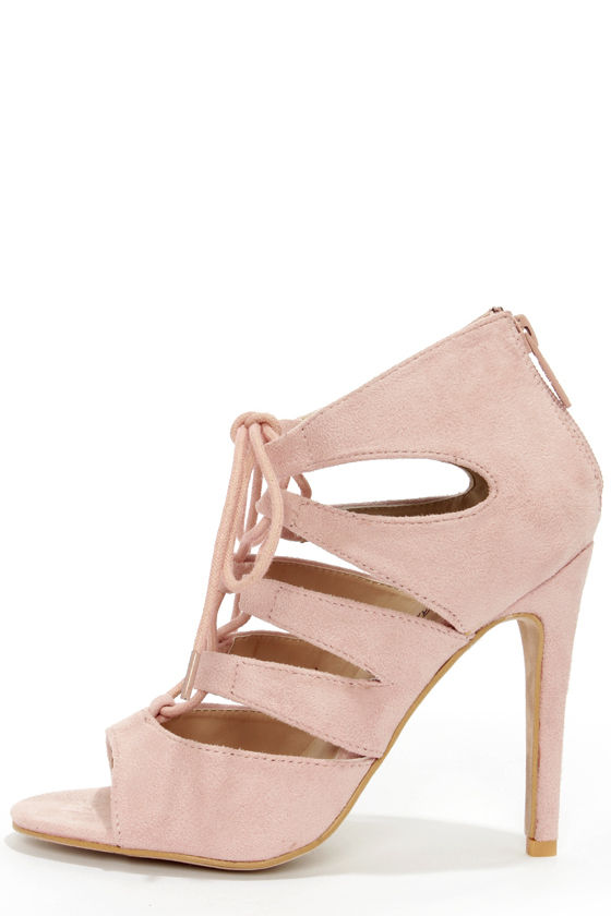 open toe blush heels
