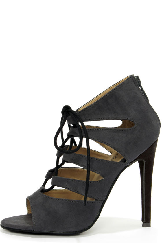 grey lace up pumps