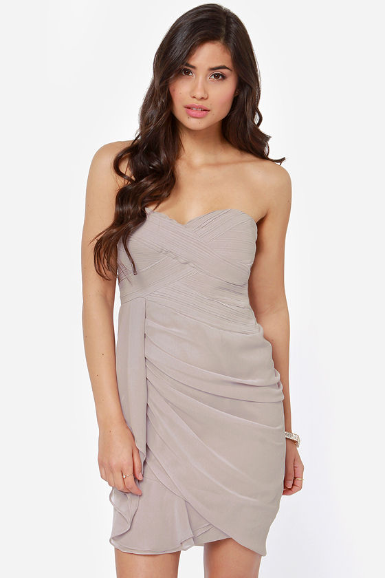 Gray shaded strapless dress main image 0