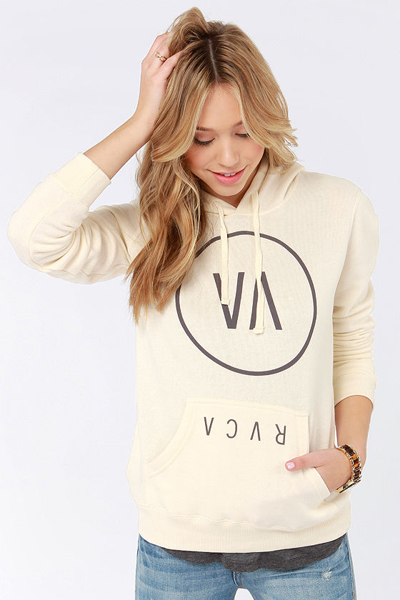 RVCA High End 2 Sweatshirt Hooded Sweatshirt Cream Sweatshirt 44