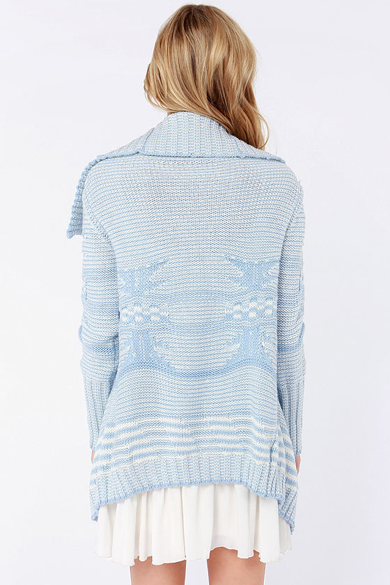 Cute Light Blue Sweater Cardigan Sweater Knit Sweater 79.00