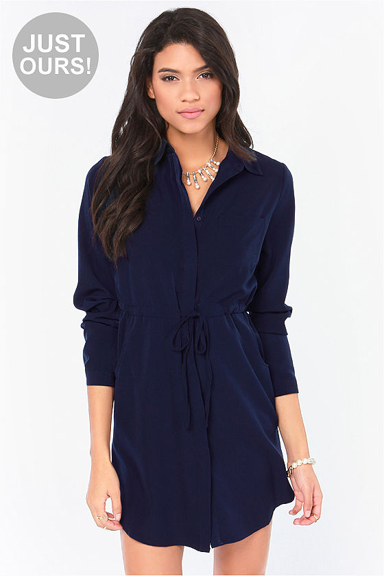 blue shirt dress
